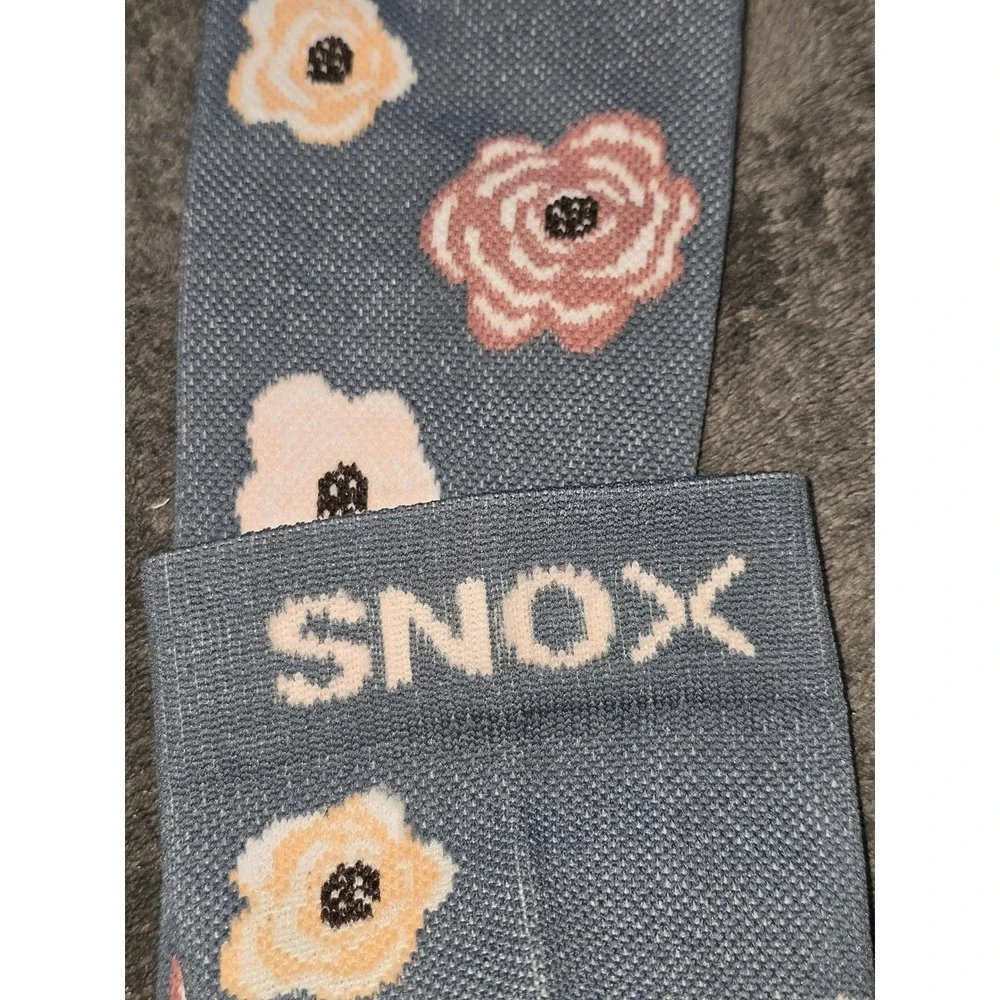 NWT SNOX Compression Socks Blue Floral Rose Knee High Women L/XL